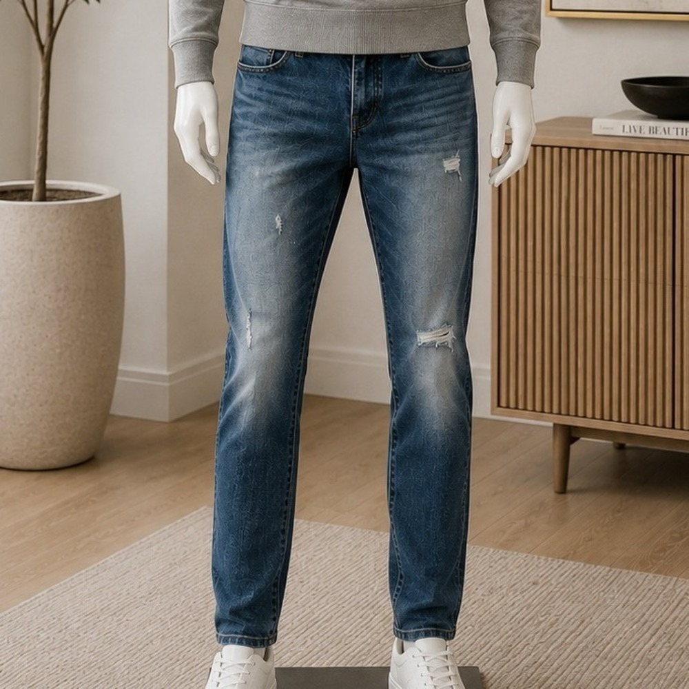 Aeropostale Mens Jeans Blue Distressed Slim Fit Stretch Denim 28/32